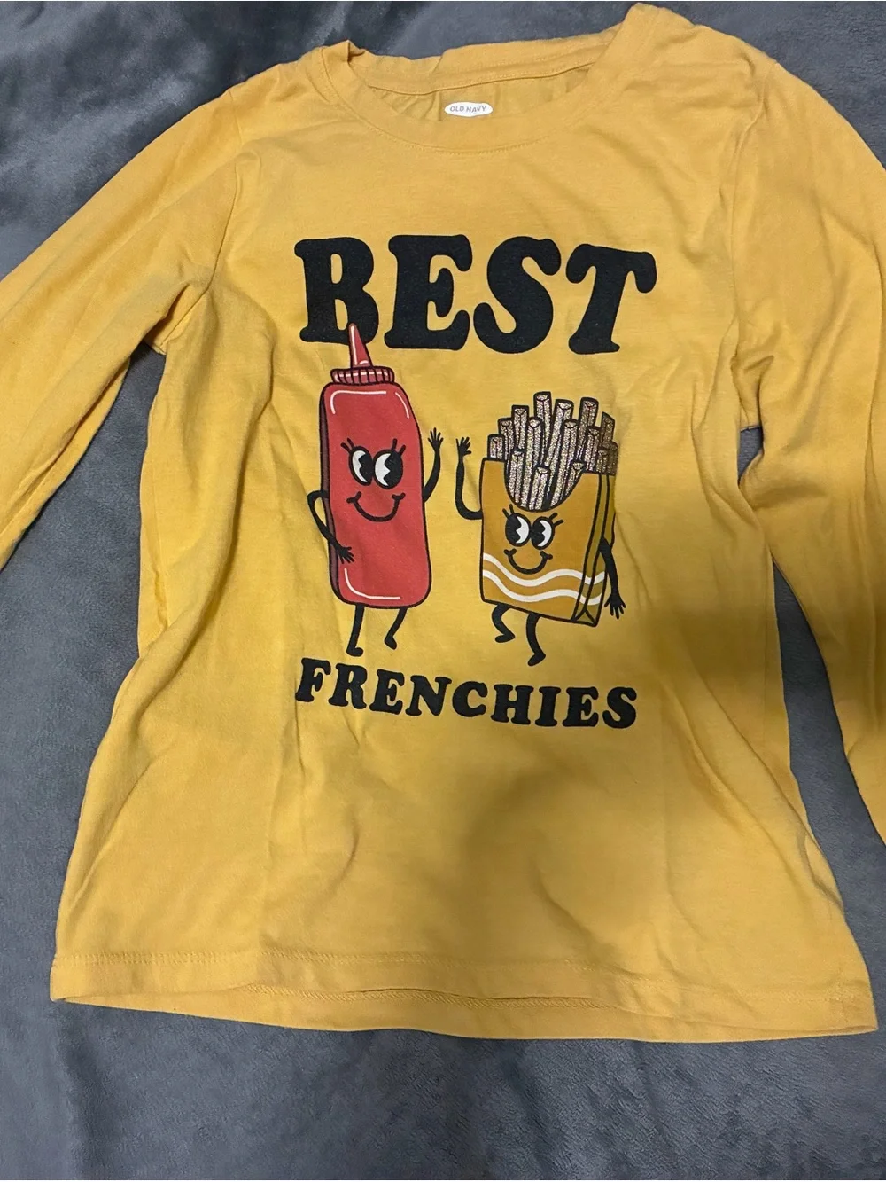 Old Navy Yellow Kids Long-Sleeve 'Best Frenchies' Graphic Tee